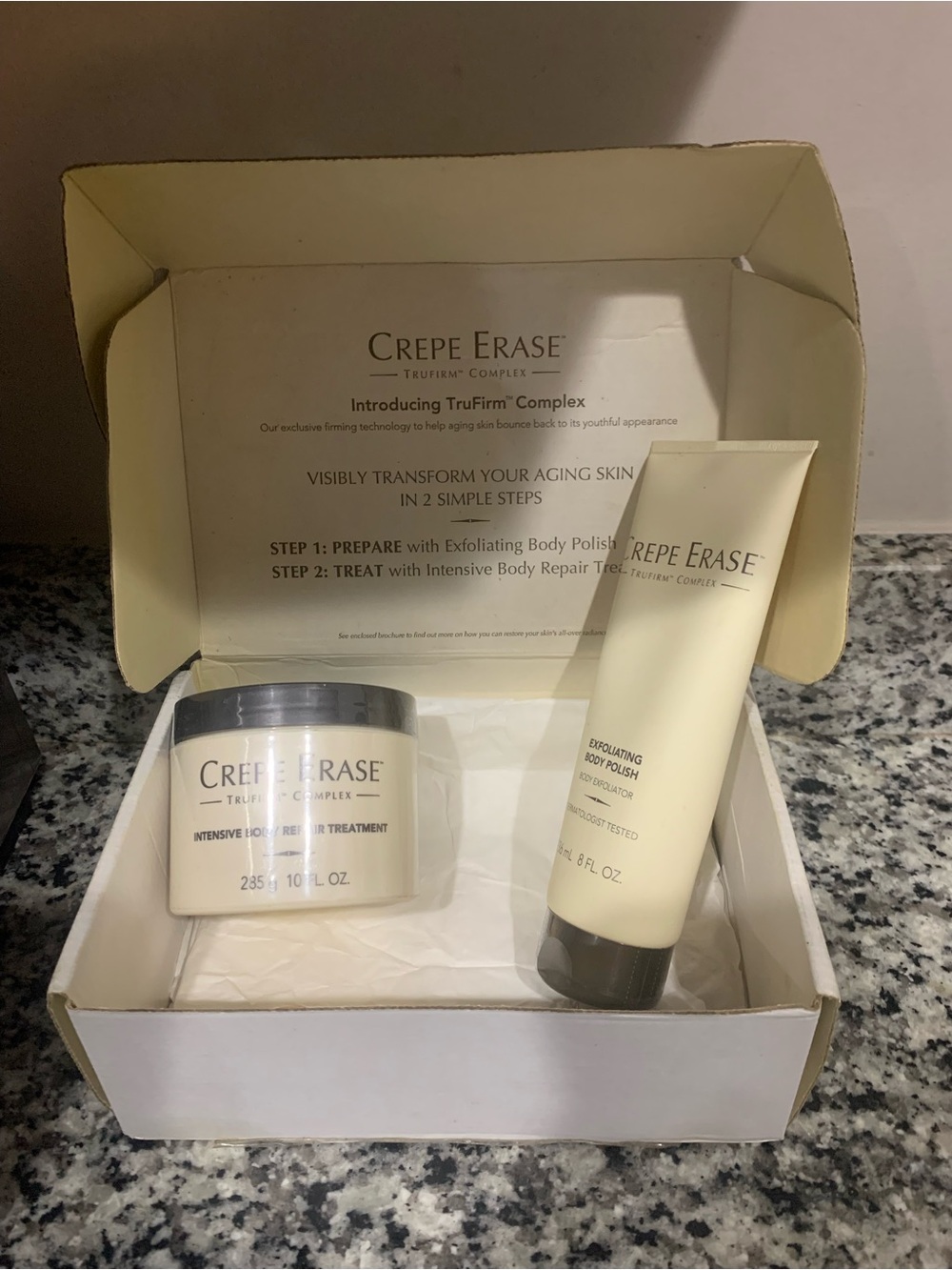 New Crepe Erase Intensive Body Repair Treatment & Exfoliating Body Polish Set